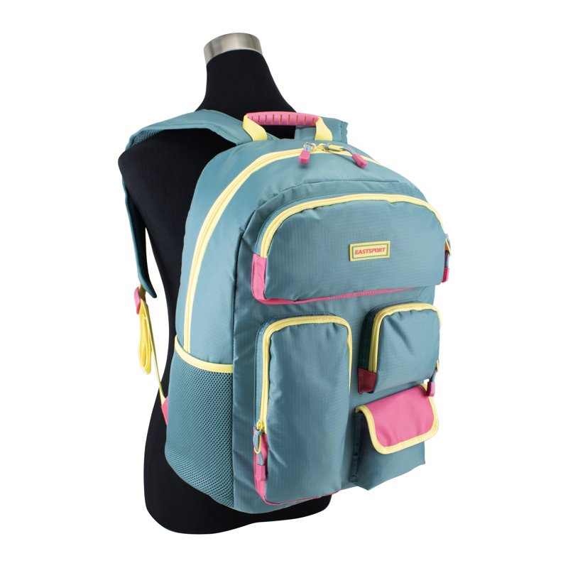 Unisex 18.5-Inch Cargo Backpack with Pockets and Tech Sleeve - Soft Teal