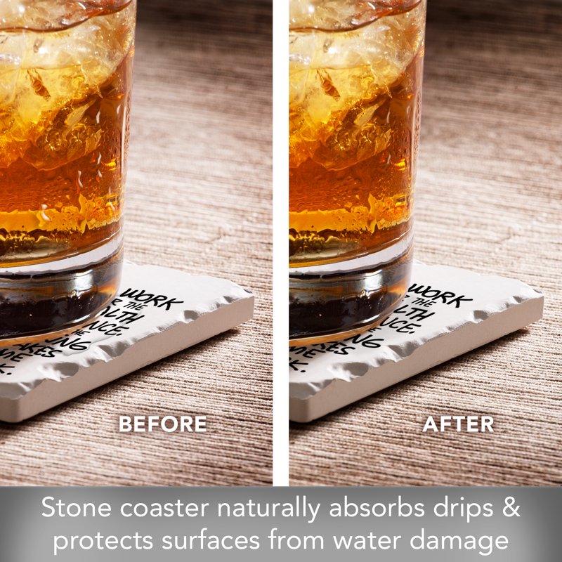 Insurance Single Tile Coaster - Thirstystone 4” Absorbent Stone, Gift-Ready (Variation: Work For)