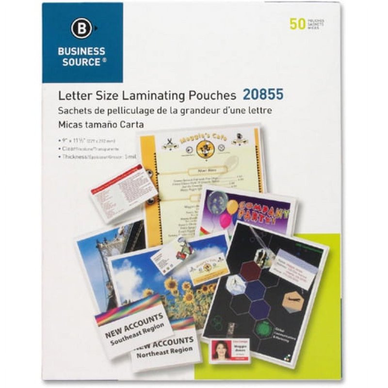Letter Size Laminating Pouches - Clear, 50 Pack, 5 Mil Medium-Weight
