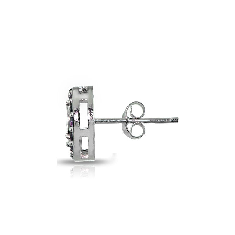 Sterling Silver Ruby and Diamond Accent Stud Earrings - Illusion-Set Jewelry