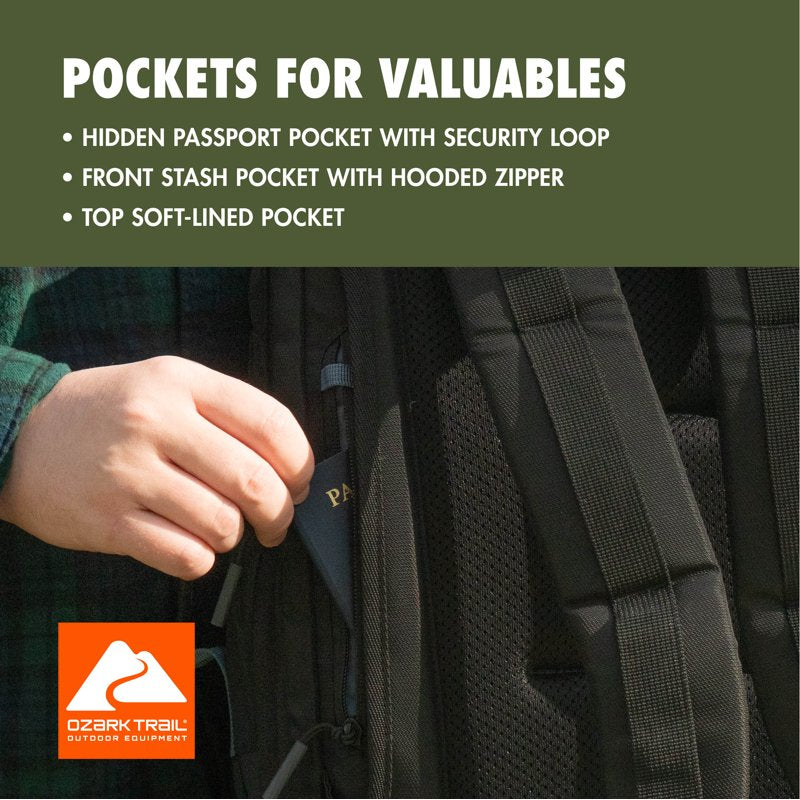 Travel Daypack Backpack 34L with Laptop Sleeve and Security Pocket