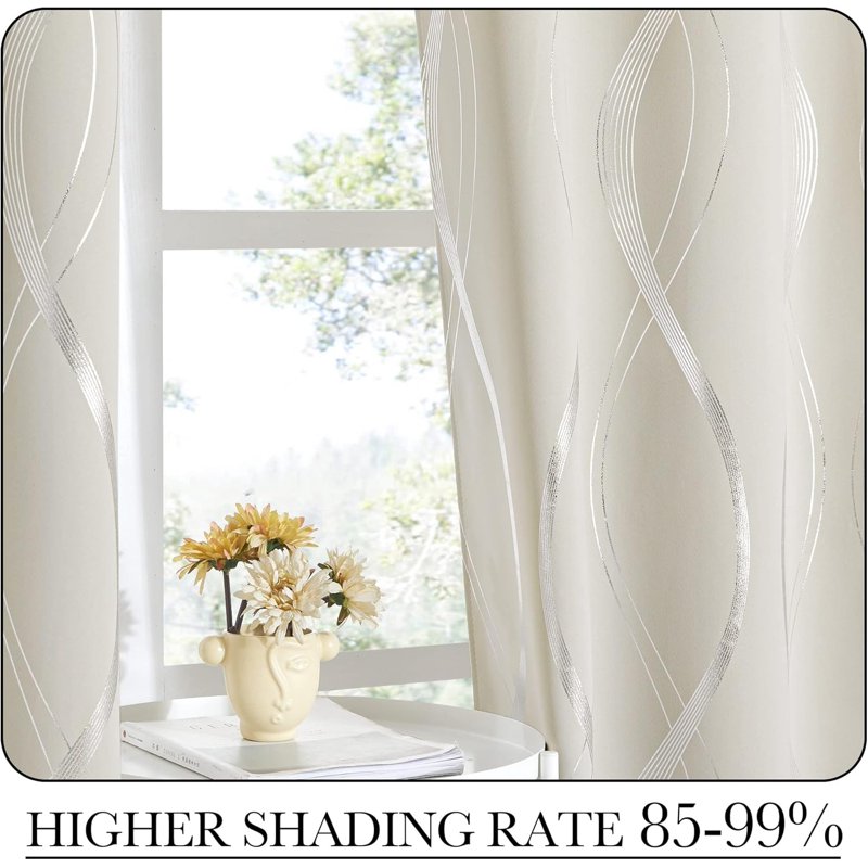 Blackout Curtains 2-Pack 84in x 52in Thickened Window Drapes for Bedroom Living Room