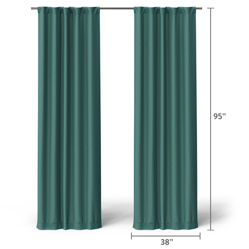 Kids Blackout Curtain Panel Pair - Dark Green, Rod Pocket & Back Tabs, 30x95 Inches