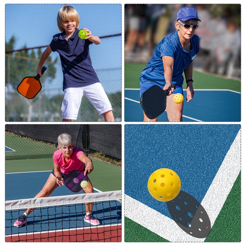 Blue Luminous Pickleball Balls 6 Pack — Glow in the Dark, 40 Holes, Mesh Bag
