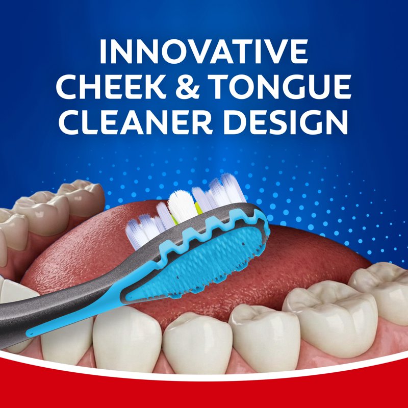 Manual Adult Toothbrush Pack with Floss-Tip & Tongue Cleaner – 2 Pack