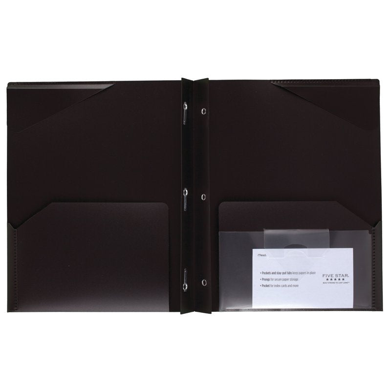 Assorted 6-Pack Pocket & Prong Folders, 9-5/16 x 11-5/8 Inches, Durable Plastic