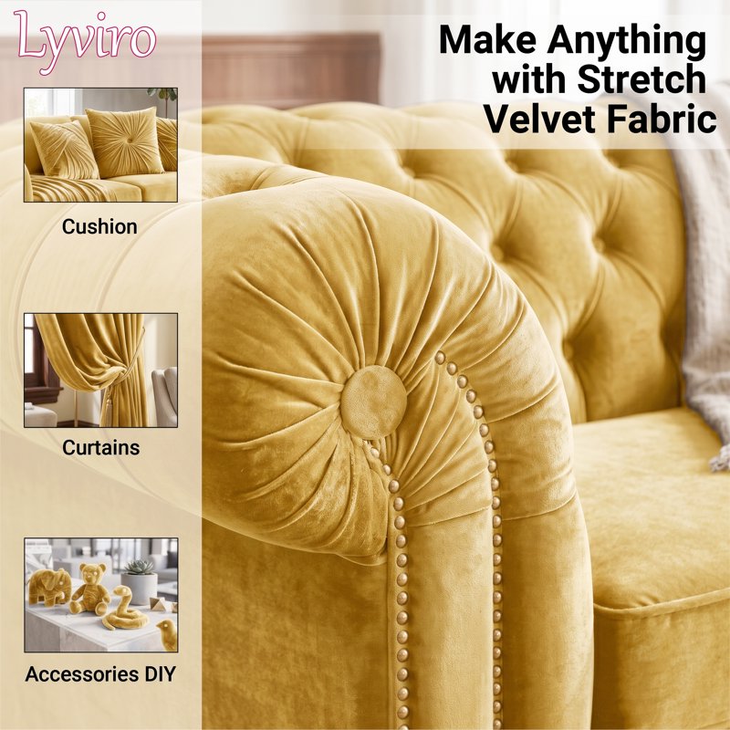Stretch Velvet Fabric by The Yard - Soft, Elastic Upholstery & Crafts
