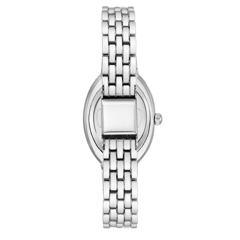 Women's Silver-Tone Wristwatch with Blue Dial and Stainless Steel Bracelet