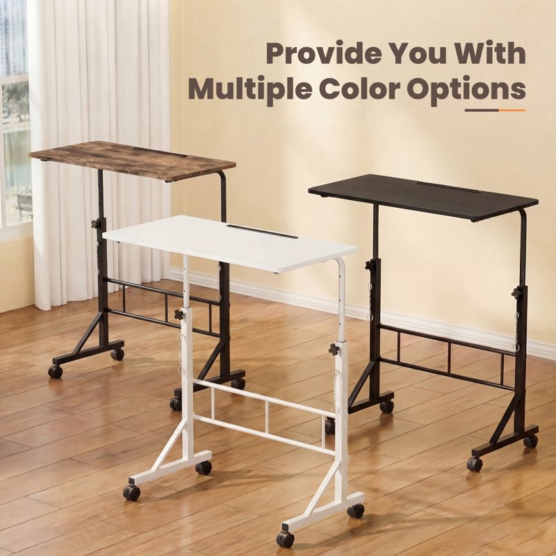 Height Adjustable Mobile Standing Desk with Wheels for Home Office