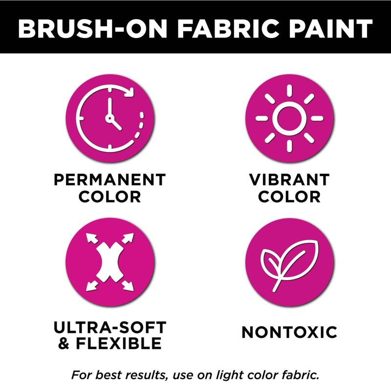 Fabric Paint Kit - 17 Neon, Metallic, Glitter Colors with 2 Brushes