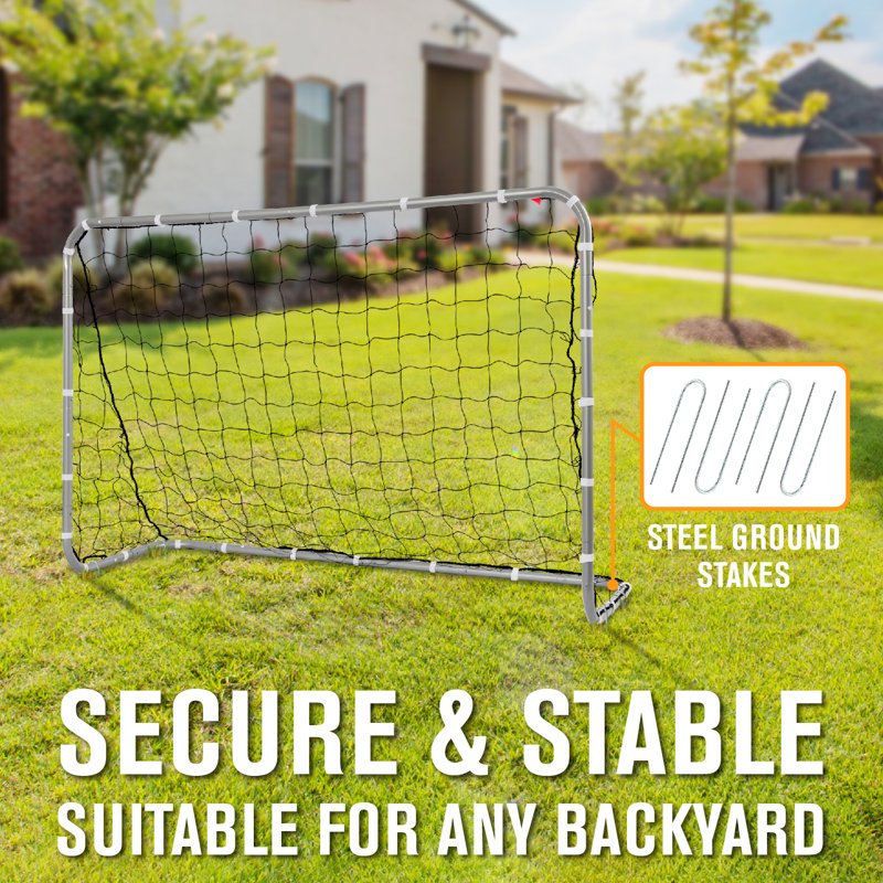6' x 4' Easy Backyard Soccer Goal - Steel Frame, All-Weather Net, Stakes Included