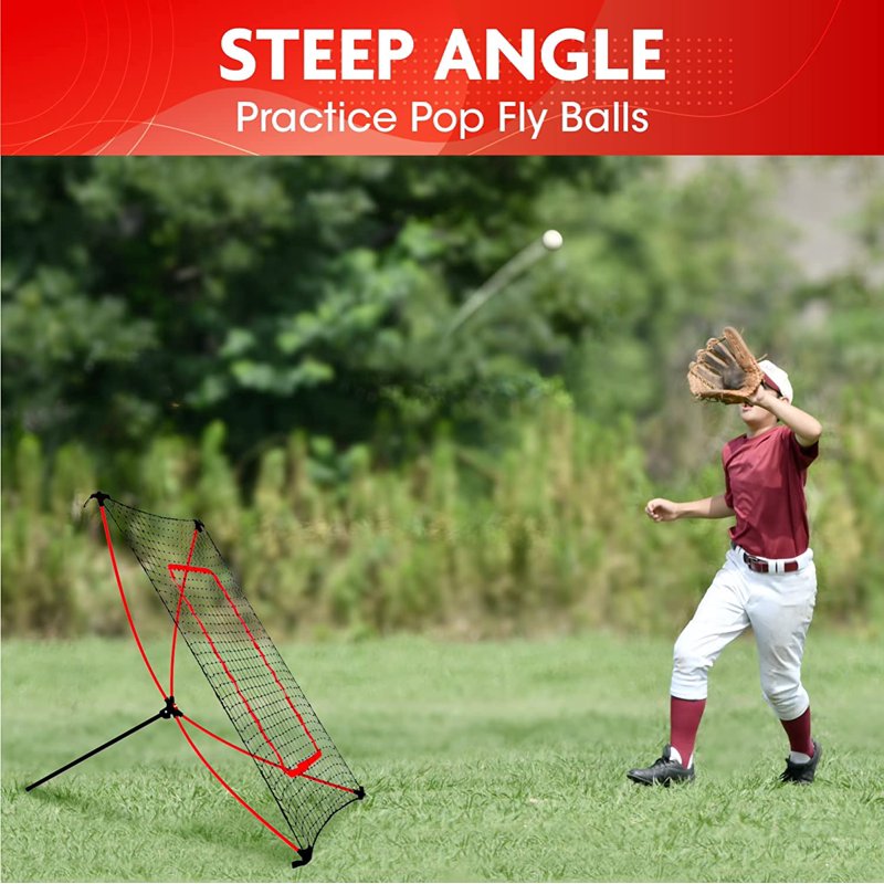 Portable Baseball Rebound Net 5ft x 3ft, Pitching & Fielding Trainer, Lightweight & Easy Setup