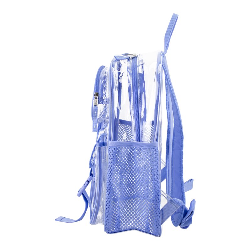 Unisex 16-Inch Cargo Clear Backpack with Multiple Pockets and Water Bottle Sleeves