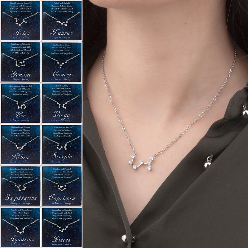 Horoscope Constellation Necklace in Gold Silver Rose Gold - Zodiac Pendant