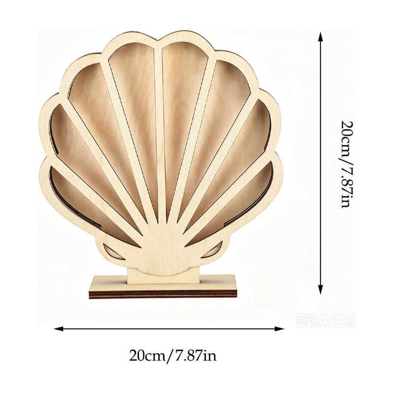 Seashell Wooden Storage Box with Clear Display Window - Beach Decor Organizer