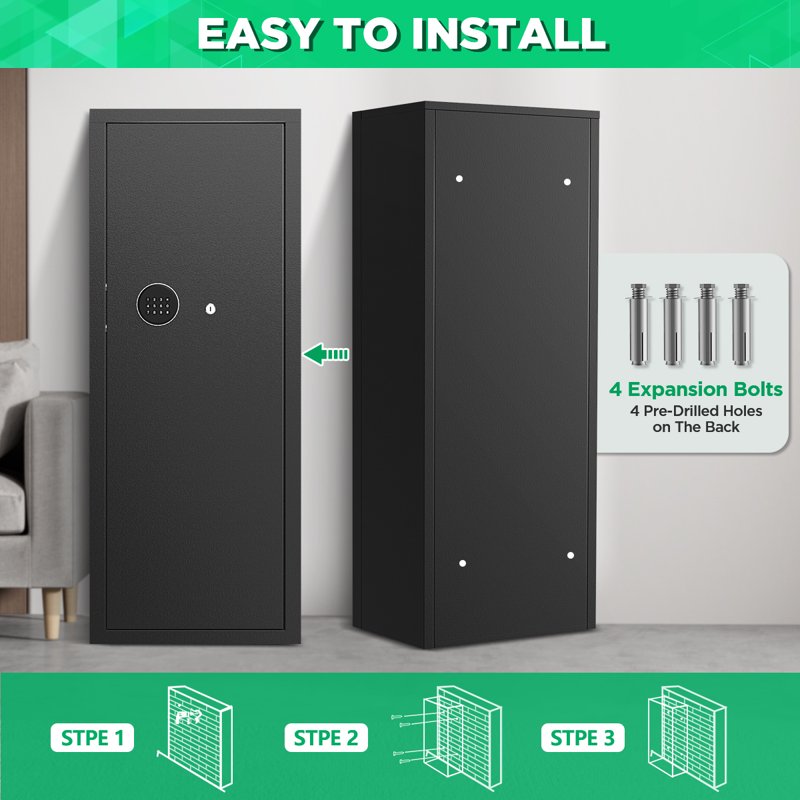 Large Gun Safe for Rifles and Pistols - Digital Keypad, Removable Shelves, Quick Access