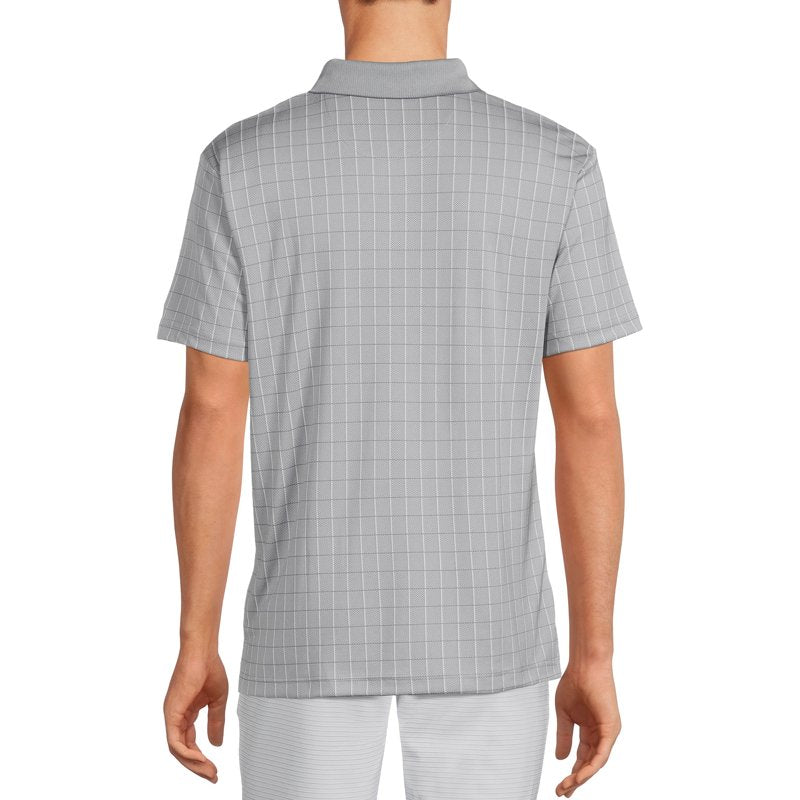 Ben Hogan Windowpane Golf Polo Shirt for Men – Gray, Size L (Textured Jacquard)