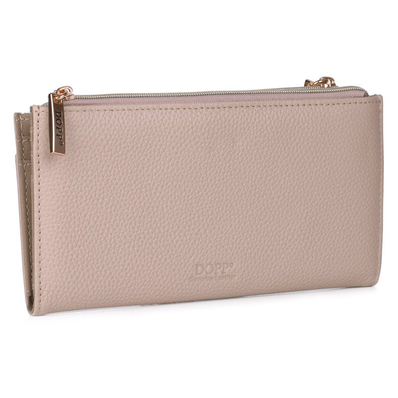 Women's Leather Cosmopolitan Wallet with Card Slots & Zipper Pockets