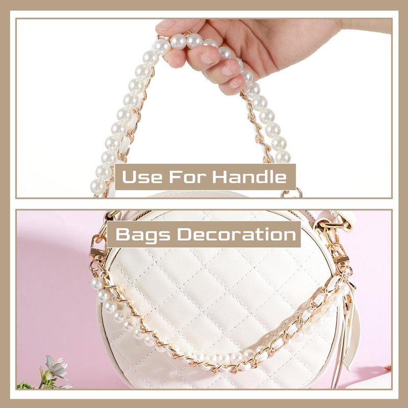 Pearl Purse Chain Set with Gold Straps for Handbags - Replacement & Extension