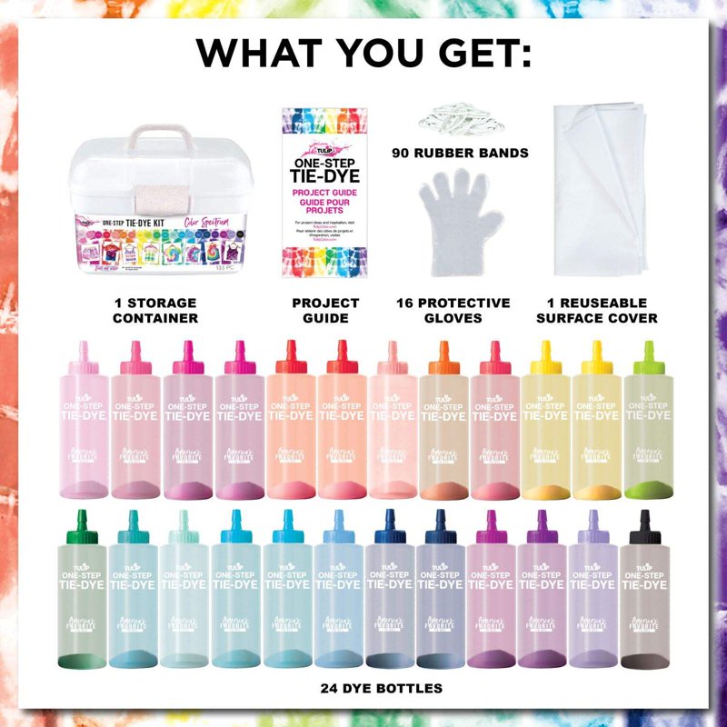 Tulip One-Step Tie-Dye Kit 20 Colors Rainbow Tub for Group Activity