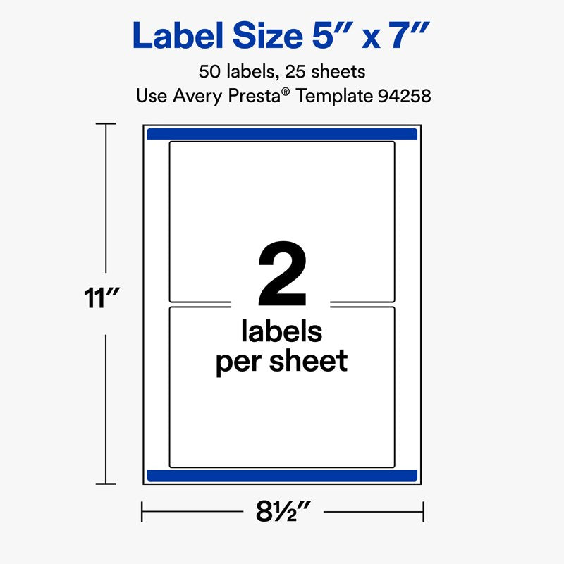 Matte White Rectangle Labels for Printing - Customizable, 50+ Sheets