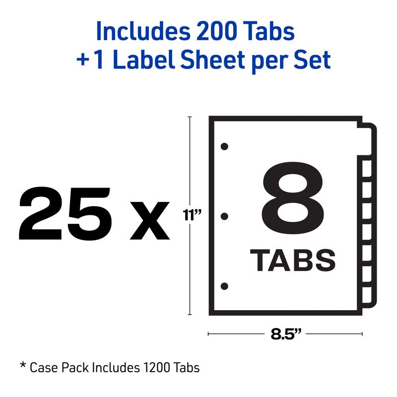 8-Tab Print & Apply Dividers for Binders - Customizable Office Organization