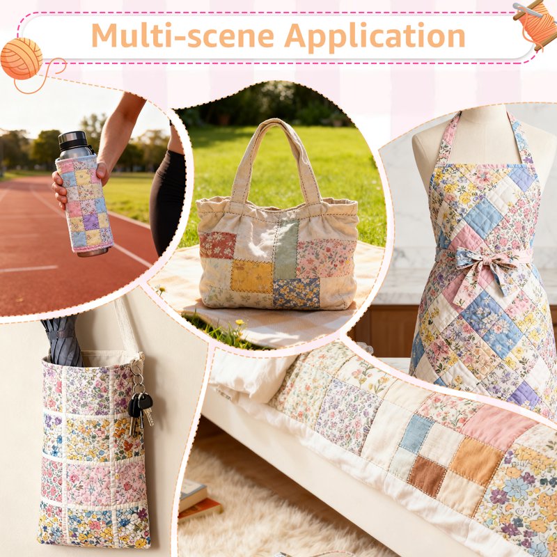 Colorful Fabric Squares Quilt Patchwork Set 126 pcs 5x5 inch Cotton for Sewing Craft