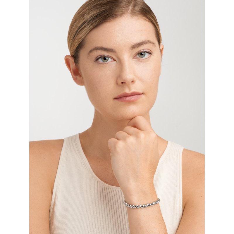 Fine Silver Plated San Marco Tennis Bracelet with Diamond Accent 7.25"