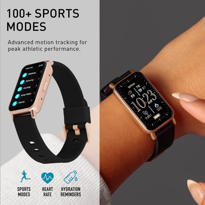 Smartwatch with 1.45 Inch Touch Screen and Interchangeable Silicone Bands