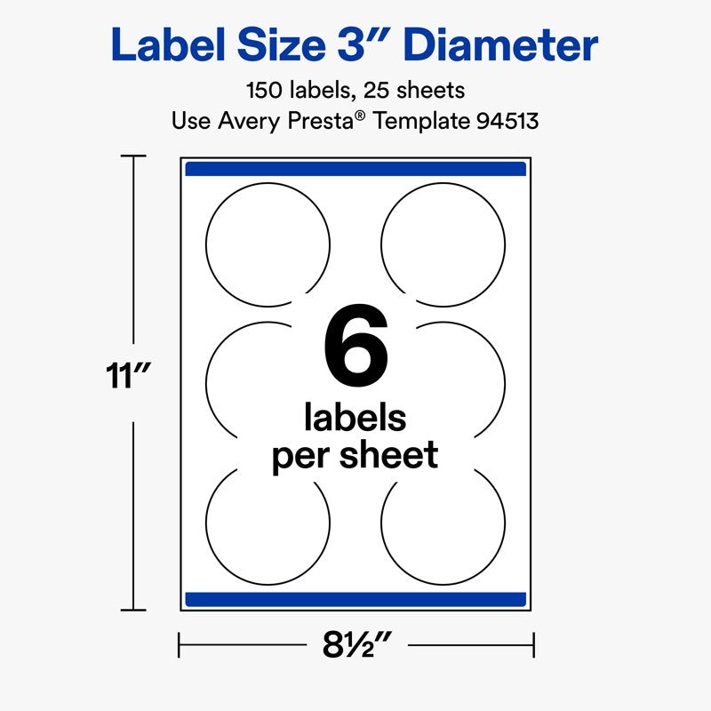 Matte White Round Labels - Customizable 3-Inch Diameter, Bulk Pack