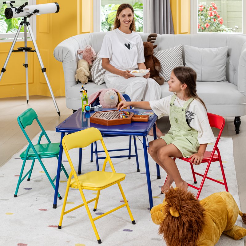 Kids Folding Play Table and Chair Set - Toddler Indoor & Outdoor Activity Furniture