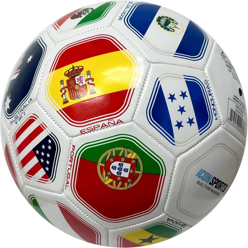 Soccer Ball Size 3 with Multicolor Flag Design, PVC, Training Ball