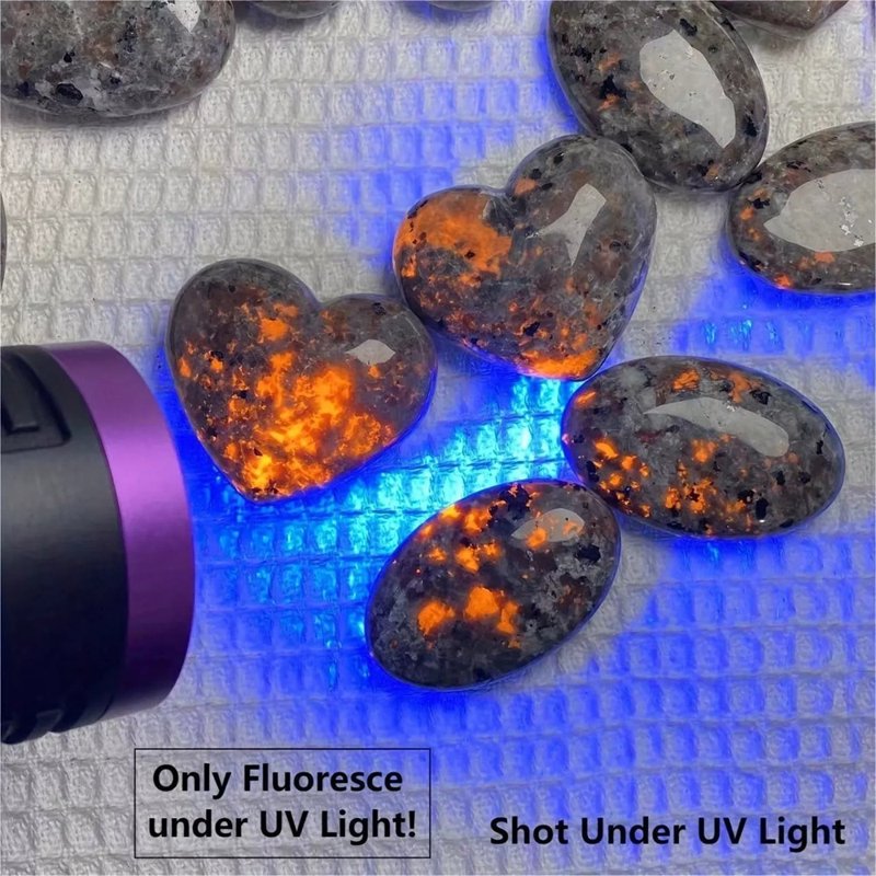 Natural Yooperlite Heart Tumbled Glow Stone UV Reactive Mineral Decor Gift