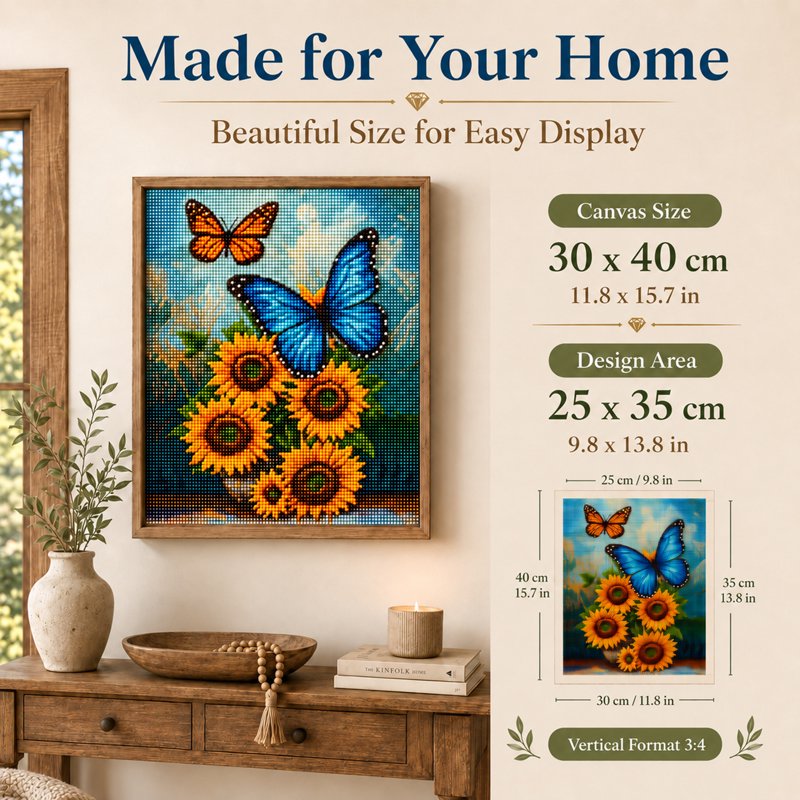 Sunflower and Butterfly Diamond Painting Kit for Adults - Full Round Drill DIY Wall Art