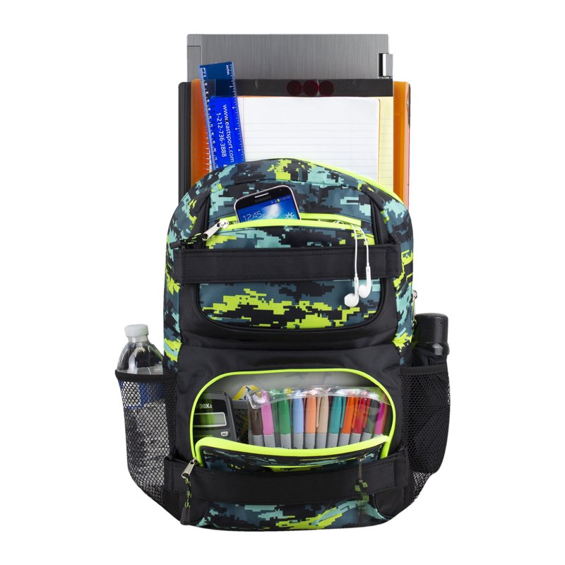Unisex Dual Strap Skater Backpack with Laptop Compartment - Seafoam Camouflage