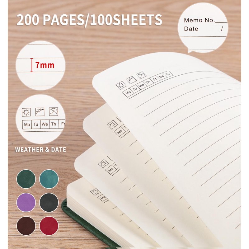Leather A5 Journal Notebook for Women Men 200 Pages, Waterproof Cover, 6 Pack