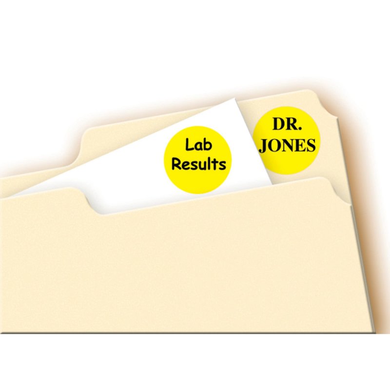 Removable Yellow Circle Labels 3/4 Inch - Pack of 1008 for Organization