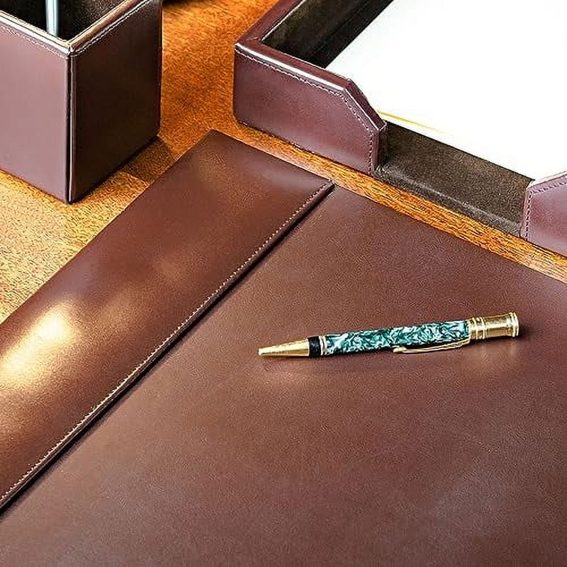 Leather Desk Pad with Side Rails - 30 x 18 Inch Office Writing Mat