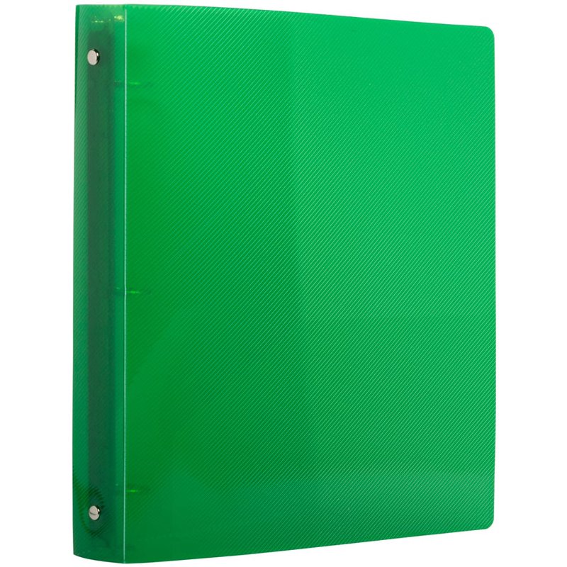 1-Inch Plastic Binder with Metal Rings - Green, 3-Ring Office Organizer