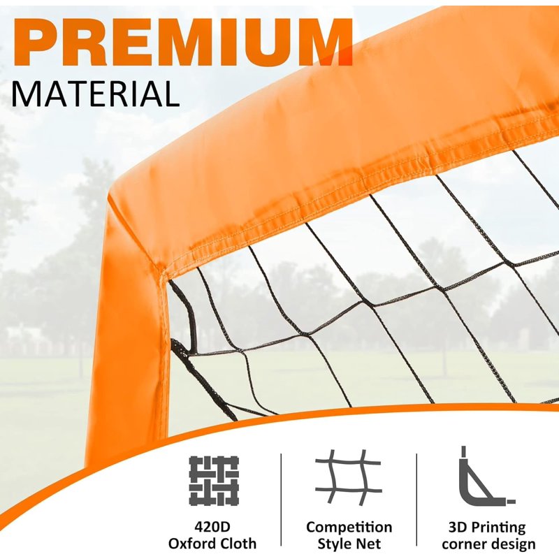 BOHEN 9x5ft Portable Soccer Goal - 2 Pack, Easy Fold, Carry Bag, Orange