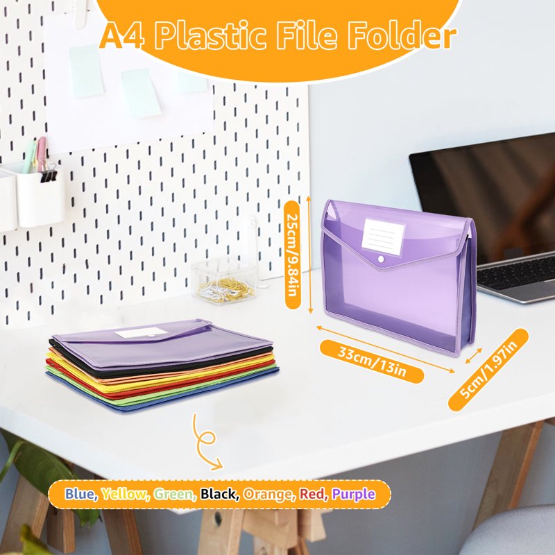 Large Plastic File Folder Organizer Set - A4 Legal Size Expandable Document Holders, Clear, 7 Pack
