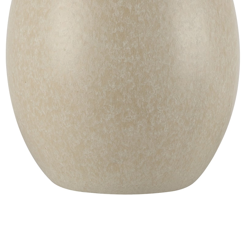 Cream Reactive Ceramic Table Lamp with Rattan Shade - 18 Inch