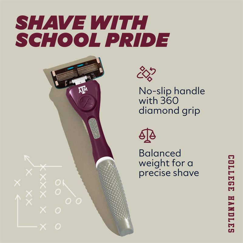 College Shaving Set with 6-Blade Razor & Custom Team Colors - Men’s Grooming Kit