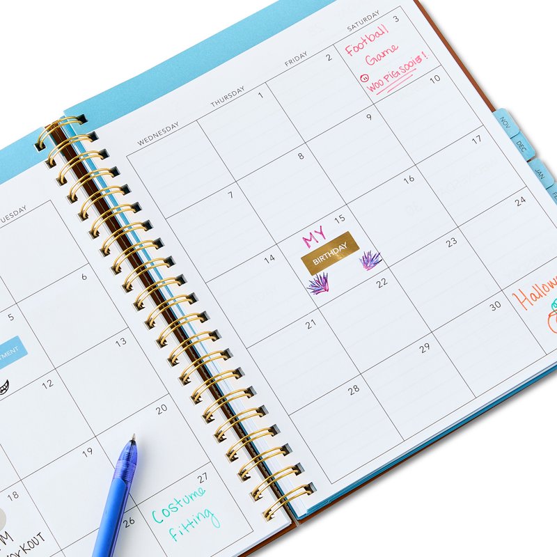 15-Month Spiral-Bound Weekly Monthly Planner 9x11 Hardcover Brown