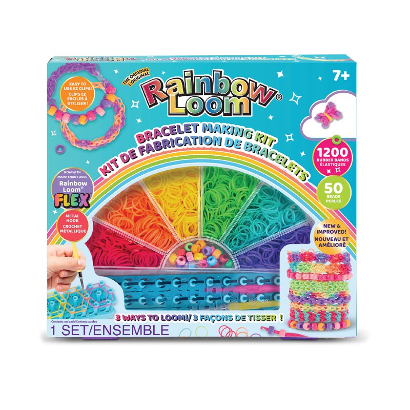 Kids Rainbow Loom Rubber Band Bracelet Making Kit with Beads & Organizer