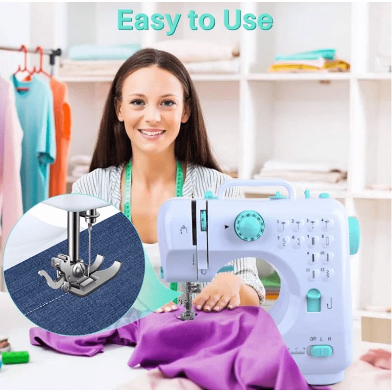 Beginner Sewing Machine with 12 Stitches, Easy Portability & Dual Power
