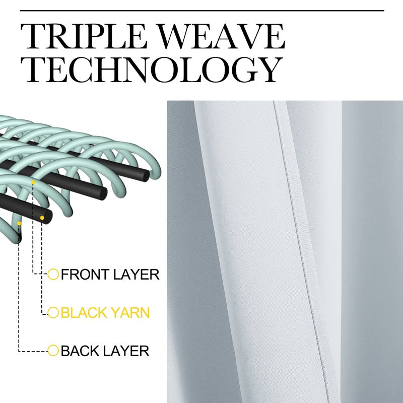 Blackout Curtains 45 Inch Length Set of 2 - Thermal, Noise-Reducing Window Drapes
