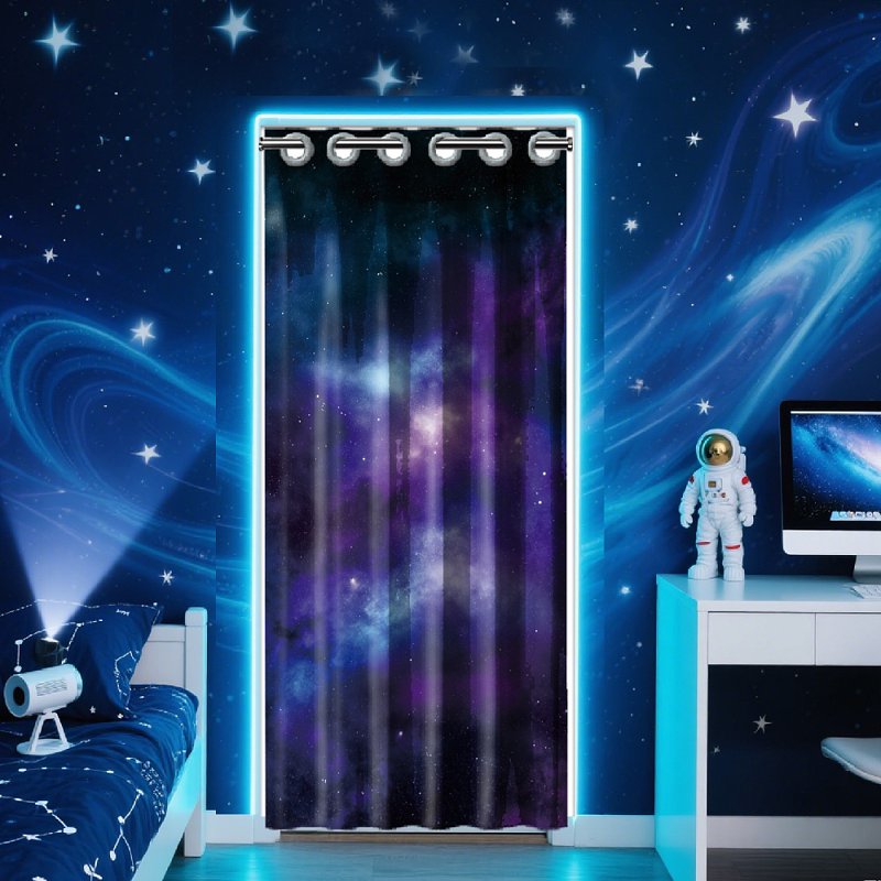 Galaxy Space Nebula Doorway Curtain Room Divider - Foldable Polyester Privacy Screen