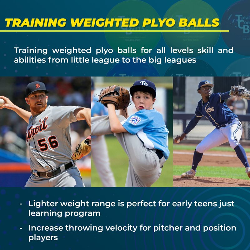 Weighted Plyo Balls Set for Baseball Softball Training - 6 Pack