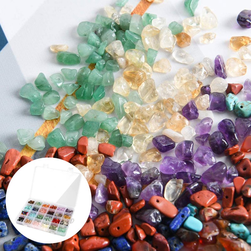 Natural Gemstone Beads 1200pcs Multi-Color Irregular Crushed Crystal Chips for Jewelry DIY Crafts